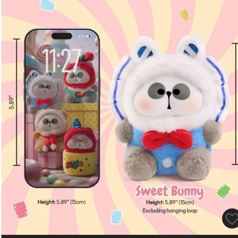 Mr. Pa Candy Series Sweet Bunny Plush Collectible Blind Box Mystery Toy Blue Red